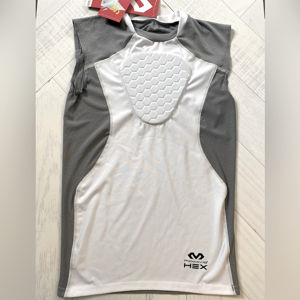 McDavid Boy’s Youth HEX Sternum Shirt White Gray Size Medium